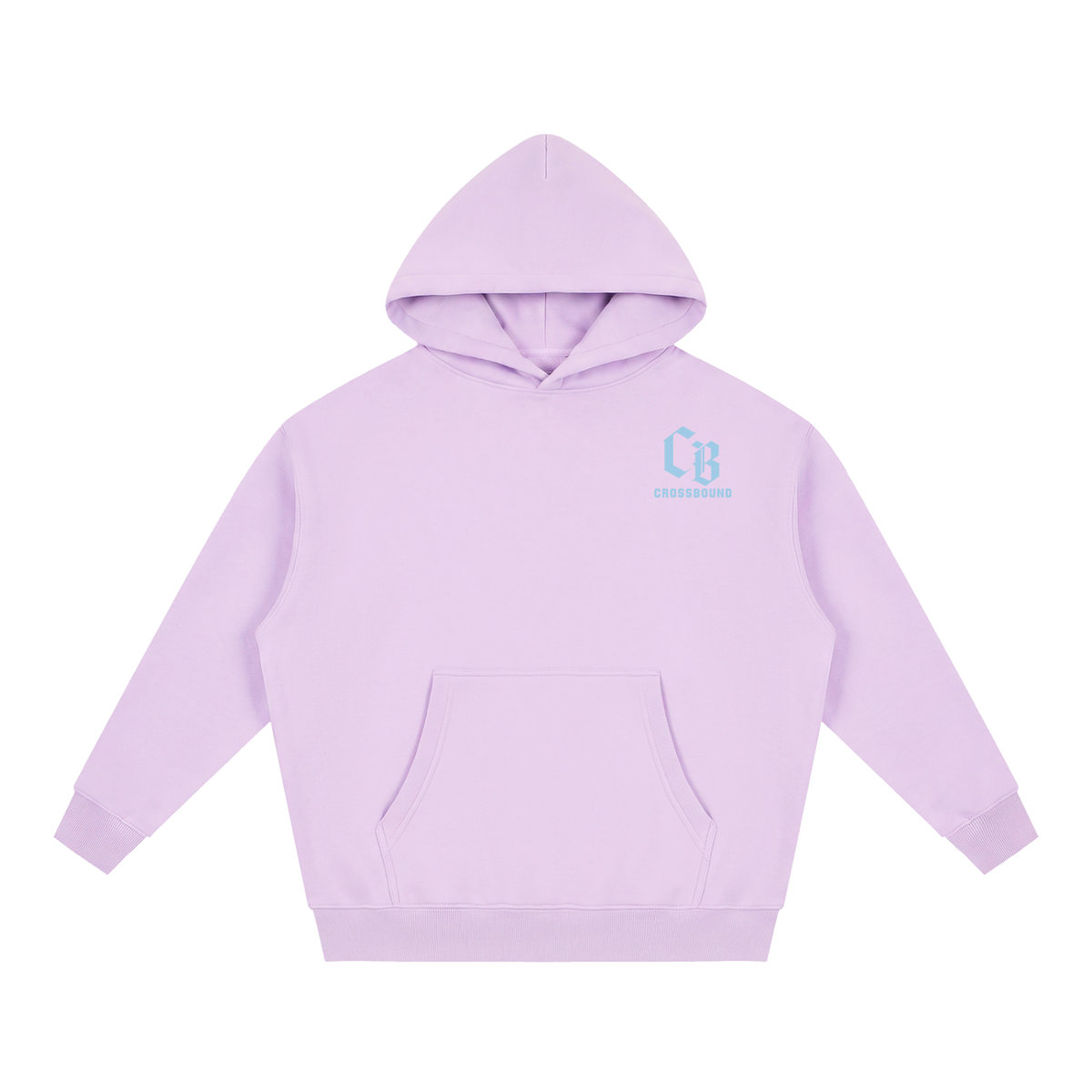 Crossbound essential oversized fleeced Hoodie with blue logo and child of god back graffiti