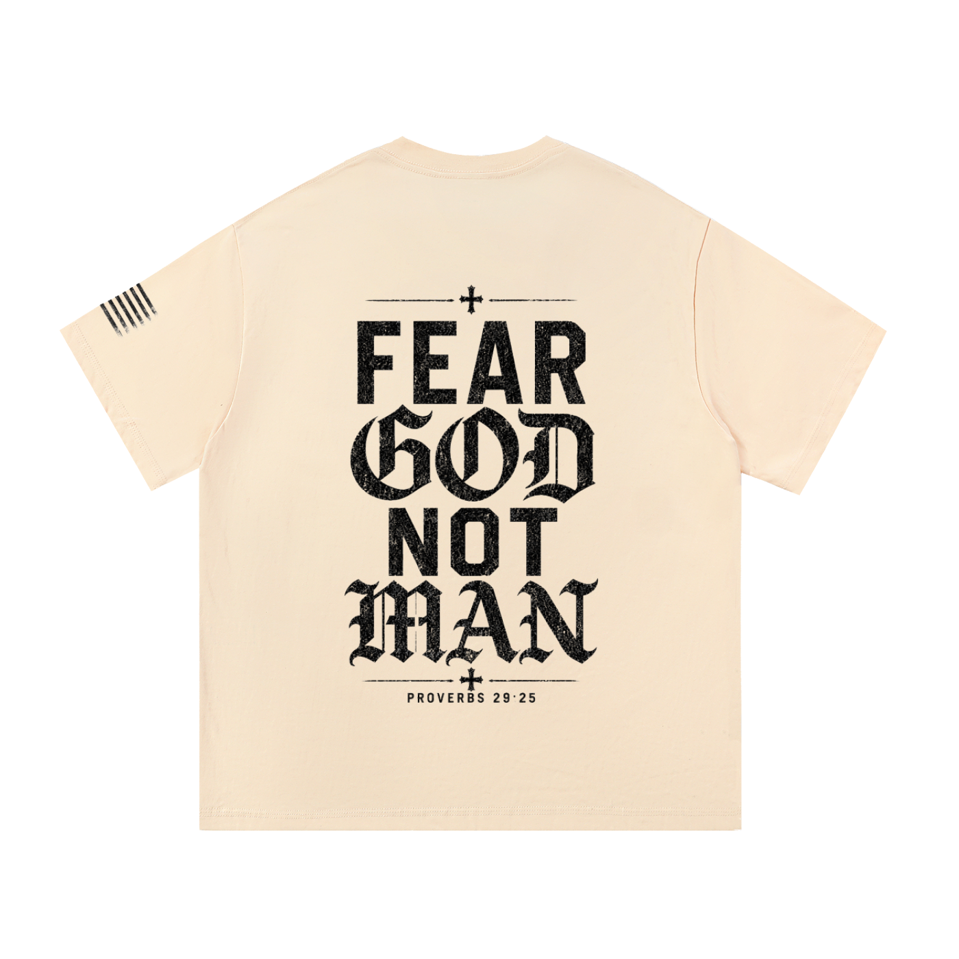 Crossbound (Fear God Not Man) back graffiti with side sleeve American flag Essential Cotton T-Shirt