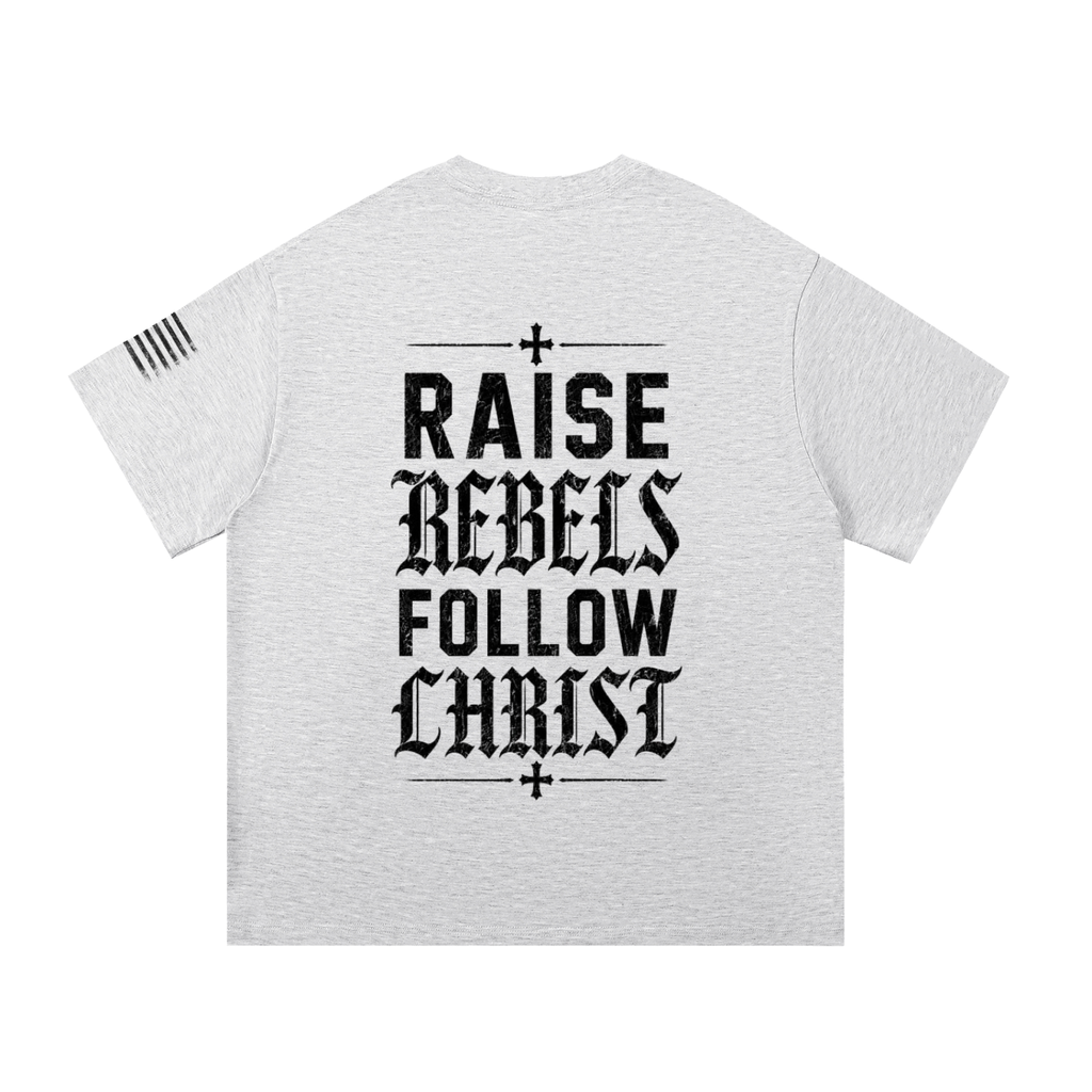 Crossbound (Raise Rebels Follow Christ) back graffiti with side sleeve American flag Essential Cotton T-Shirt