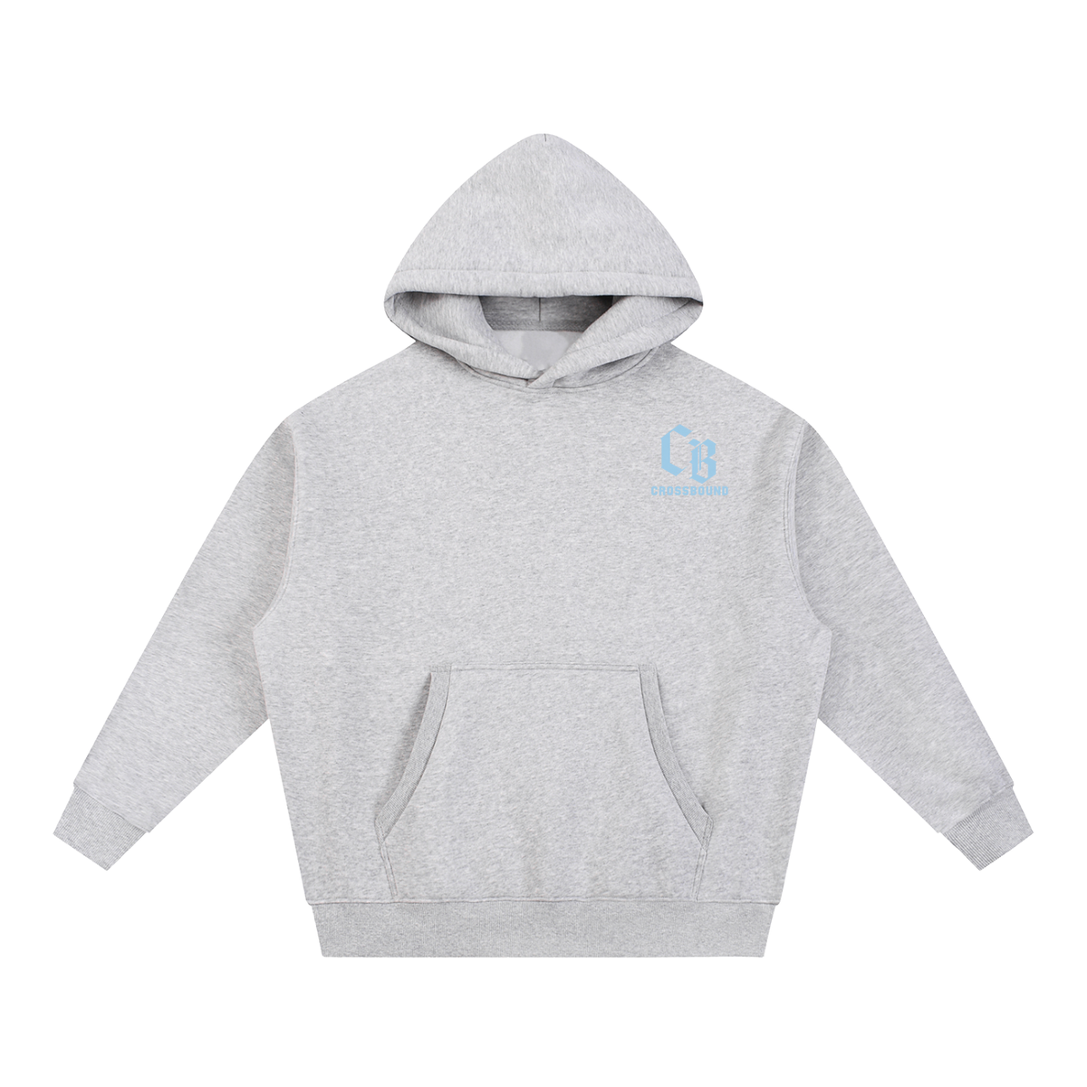 Crossbound essential oversized fleeced Hoodie with blue logo and child of god back graffiti