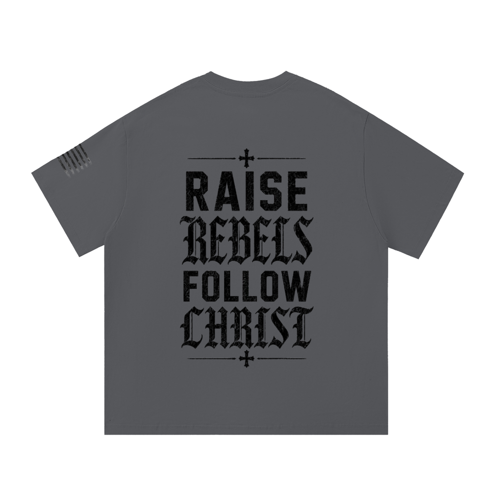 Crossbound (Raise Rebels Follow Christ) back graffiti with side sleeve American flag Essential Cotton T-Shirt
