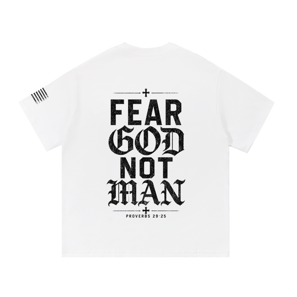 Crossbound (Fear God Not Man) back graffiti with side sleeve American flag Essential Cotton T-Shirt