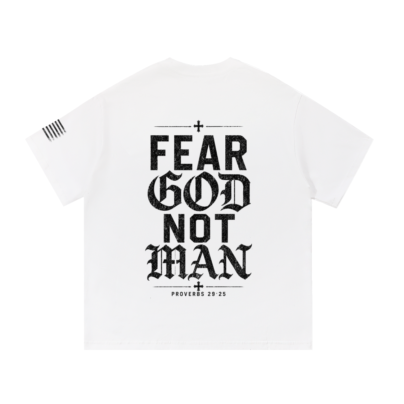 Crossbound (Fear God Not Man) back graffiti with side sleeve American flag Essential Cotton T-Shirt