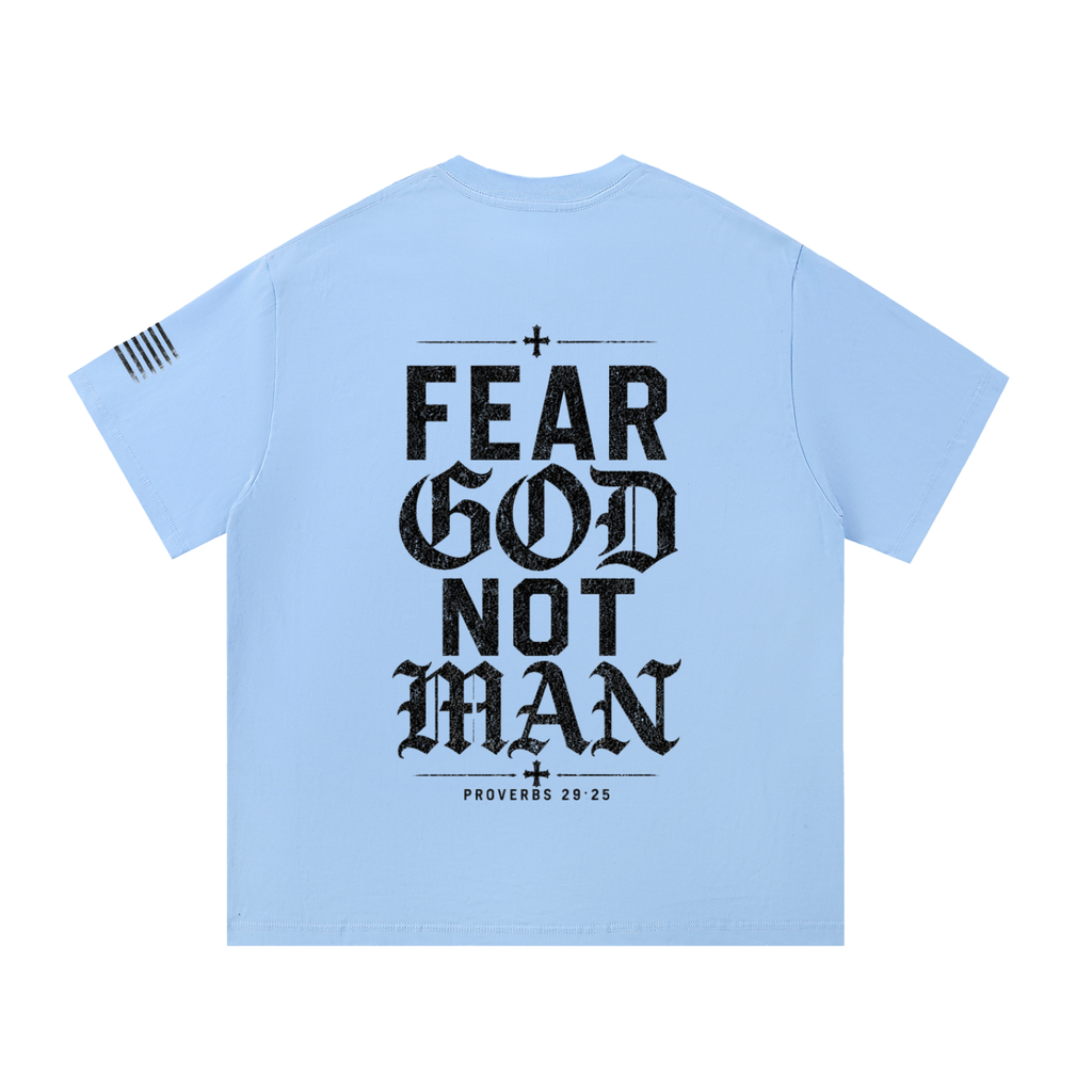 Crossbound (Fear God Not Man) back graffiti with side sleeve American flag Essential Cotton T-Shirt