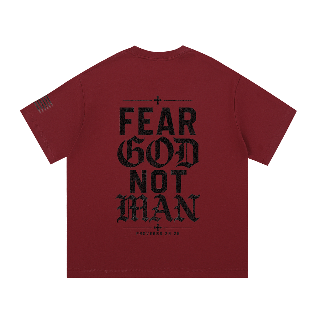 Crossbound (Fear God Not Man) back graffiti with side sleeve American flag Essential Cotton T-Shirt