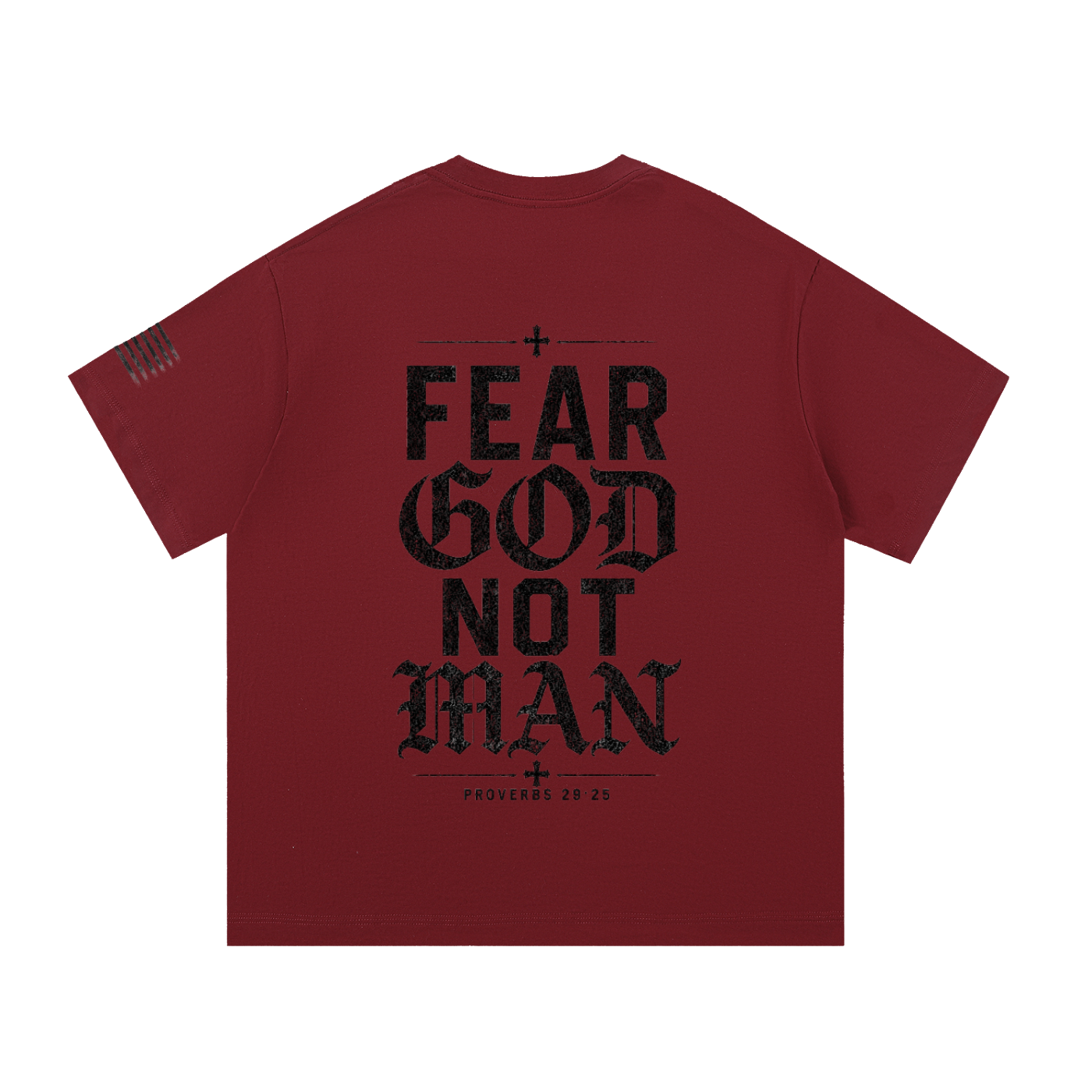 Crossbound (Fear God Not Man) back graffiti with side sleeve American flag Essential Cotton T-Shirt