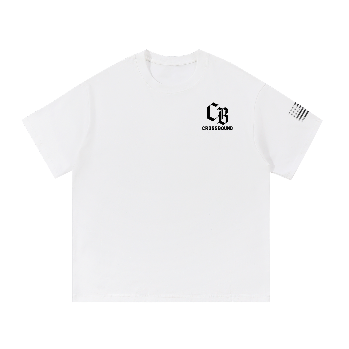 Crossbound (Fear God Not Man) back graffiti with side sleeve American flag Essential Cotton T-Shirt