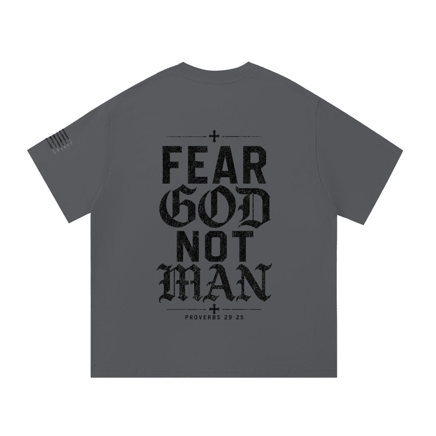 Crossbound (Fear God Not Man) back graffiti with side sleeve American flag Essential Cotton T-Shirt