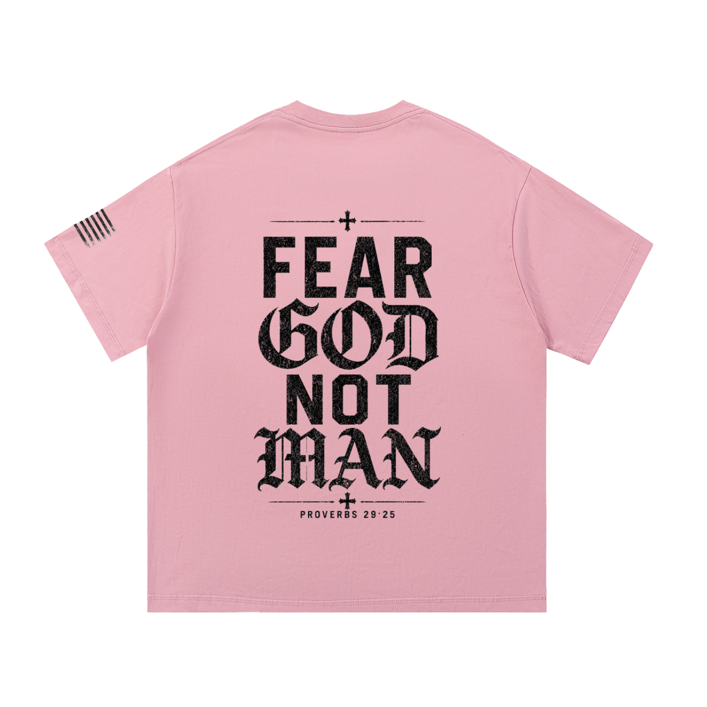 Crossbound (Fear God Not Man) back graffiti with side sleeve American flag Essential Cotton T-Shirt