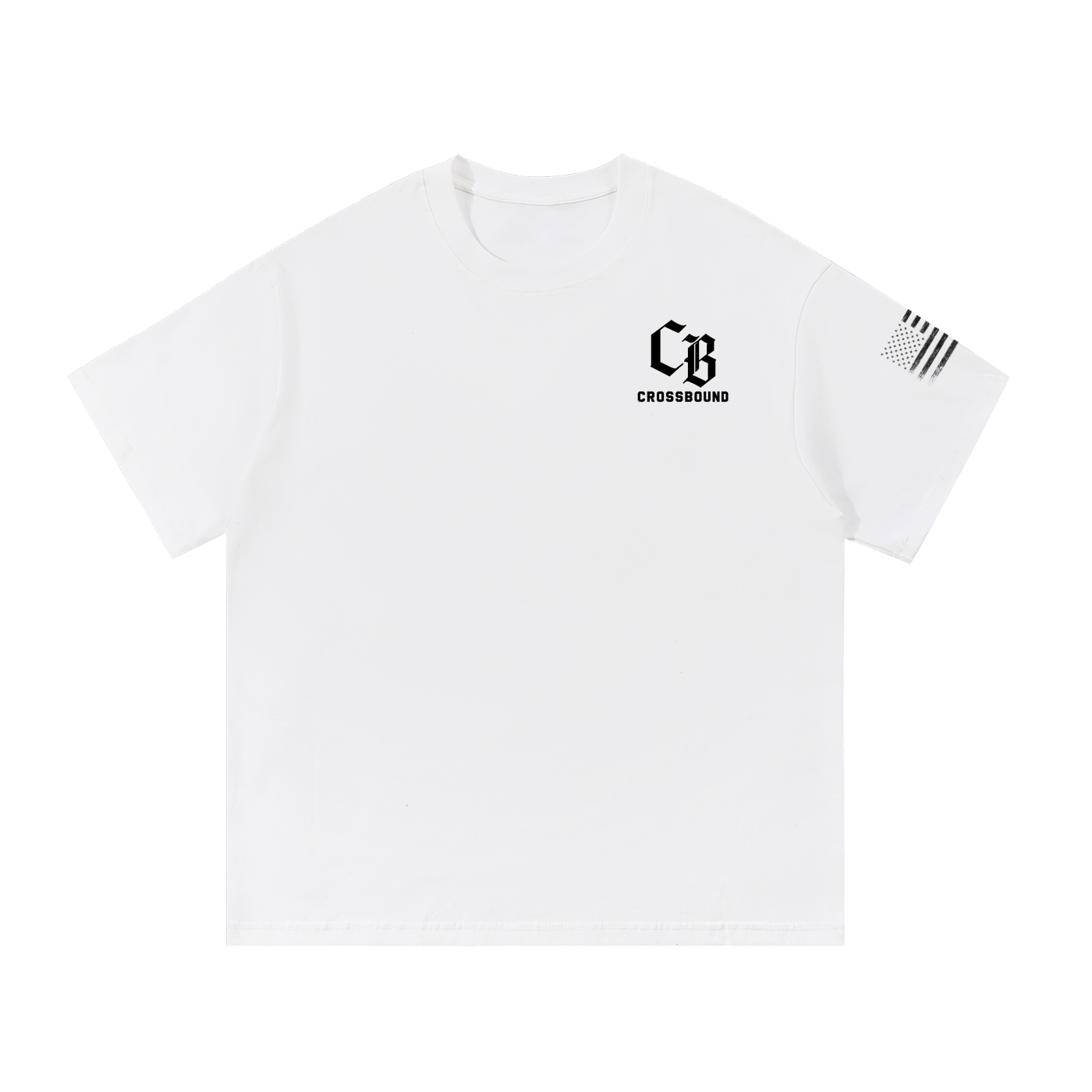 Crossbound (Raise Rebels Follow Christ) back graffiti with side sleeve American flag Essential Cotton T-Shirt